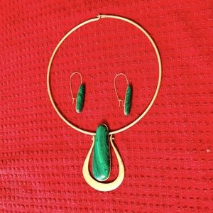 Malachite Necklace and Earrings